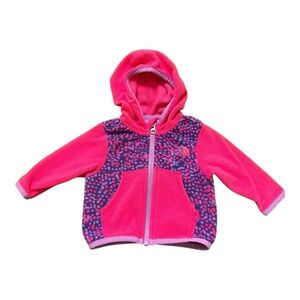 The North Face pink and purple fleece hooded jacket 0-3 months